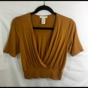 Poetry Gold Cropped V-neck Top